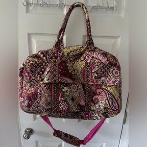 Vera Bradley Very Berry Paisley Weekender Grand Traveler Duffel Bag Strap